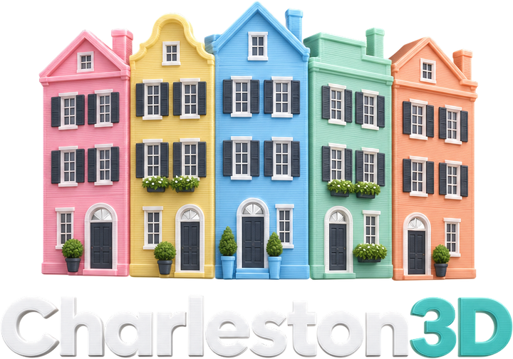 Charleston's Rainbow Row, 3D printed
